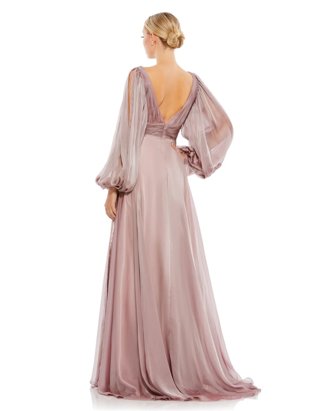 Mac Duggal Dusty Rose Long Sleeve Evening Gown - Picture 4 of 4